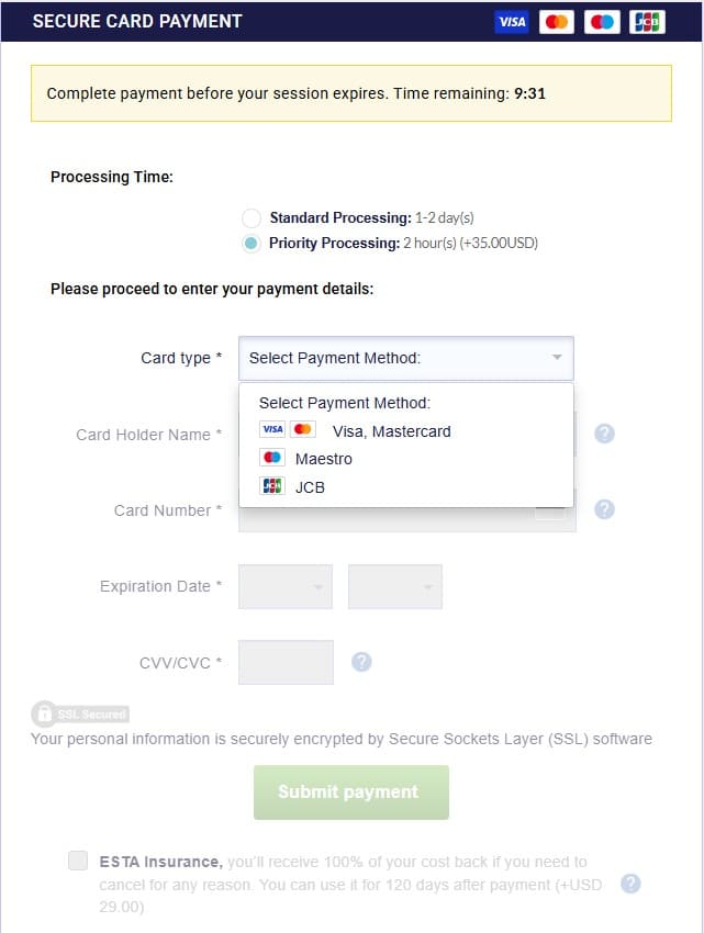 secure card payment