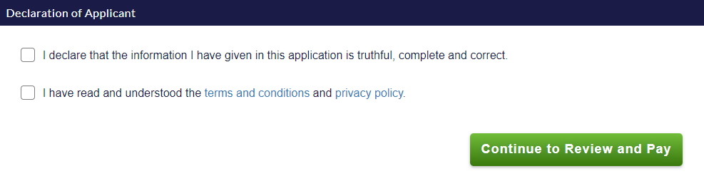 declaration of applicant