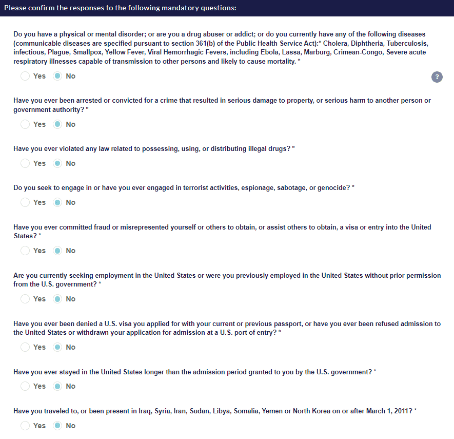 mandatory questions